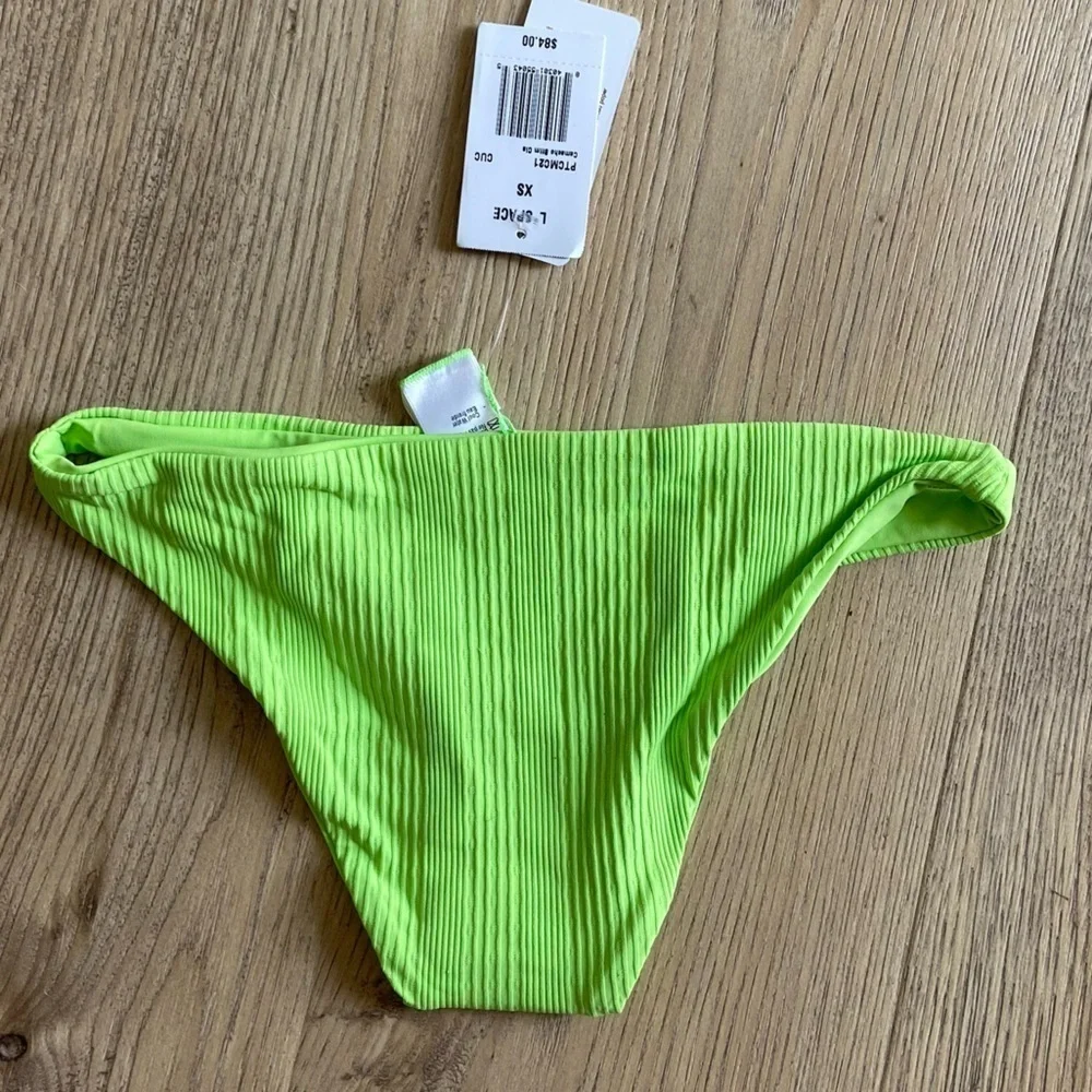 NWT L*Space Camacho Classic Bikini Bottom Ribbed Cucumber Green Womens Size XS